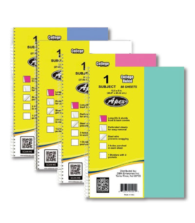 1-Subject College Ruled Notebook – 80 Sheets, Sturdy Poly Cover, Pack of 36