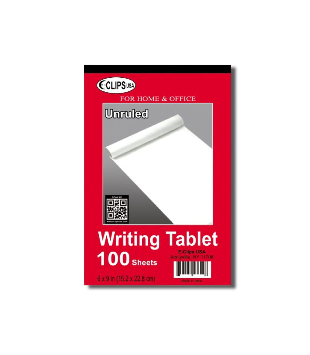 Writing Tablet, 6" X 9", 100 Unruled Sheets, Case Pack of 48