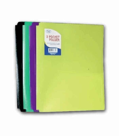 AUKSales 2 Pocket Poly Folder, 3 Holes, Neon, Asst. Colors, in Display, Case Pack of 48, Ideal for Bulk Buyers