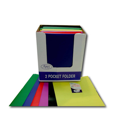 AUKSales 2 Pocket Poly Folder, 3 Holes, Asst. Colors, in Display, Case Pack of 48, Ideal for Bulk Buyers