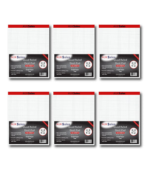 Quad Ruled Dual Pad Legal, 8.5" x 11", Graph Ruled – 6 Pack, Graph and Writing Pads