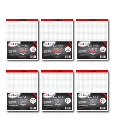 Quad Ruled Dual Pad Legal, 8.5" x 11", Graph Ruled – 6 Pack, Graph and Writing Pads