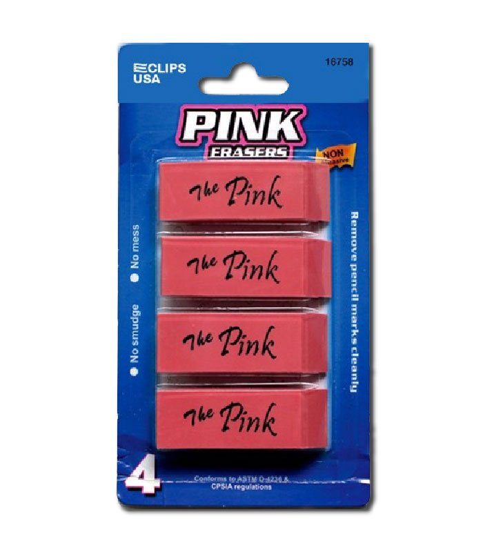 Pink Erasers 4 pk, Pink – Pack of 48, Erasers & Sharpeners, Journal School Supplies, Ideal for Bulk Buyers