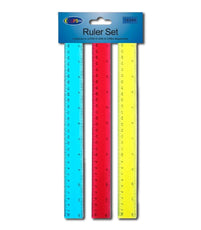 Ruler Set, 3pk, Assorted Colors, Case Pack of 48 , Ideal for Bulk Buyers