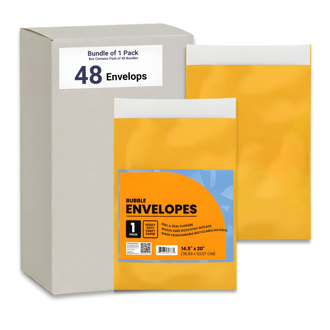 Bubble Envelopes 14.5" x 20" – 1-Pack, Case of 48 | Journal Office Supplies, Ideal for Bulk Buyers
