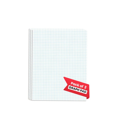 Graph Paper Pad Multisize pack of 3, ( 8.5" x 11")