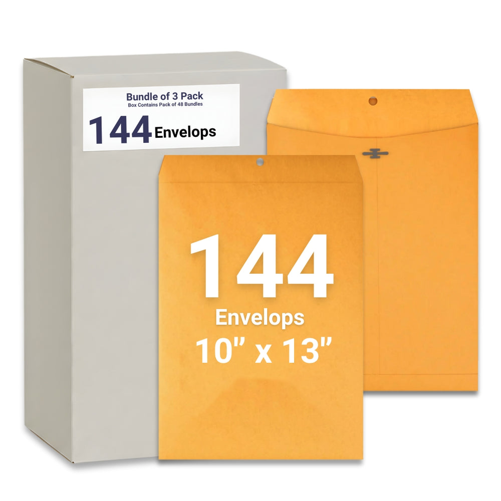 Clasp Envelopes 10'' x 13'', 3-Pack – Case of 48, Journal Office Supplies, Ideal for Bulk Buyers