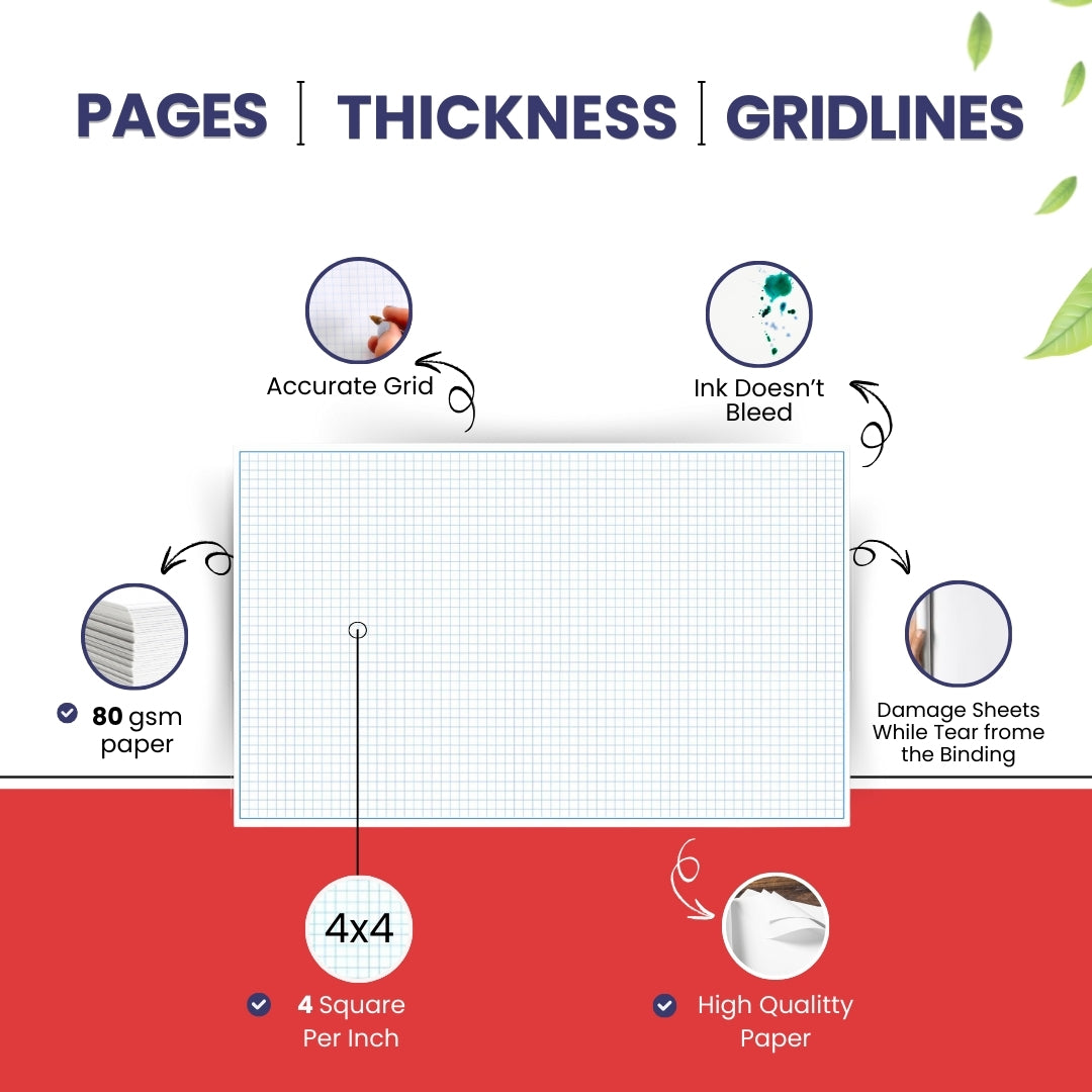 Medium Desk Pad, 17'' x 11'', Graph Ruled, Graph and Writing Pads, (Pack of 2 Pads)