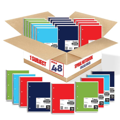 Apex 1 Subject Notebook – 70 Sheets, College Ruled, Case Pack of 48