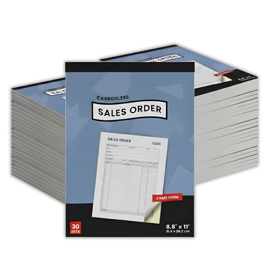 Sales Order Book, Carbonless, 8.5" x 11.5", 30 Sets, 60 Sheets, Case Pack of 60,
