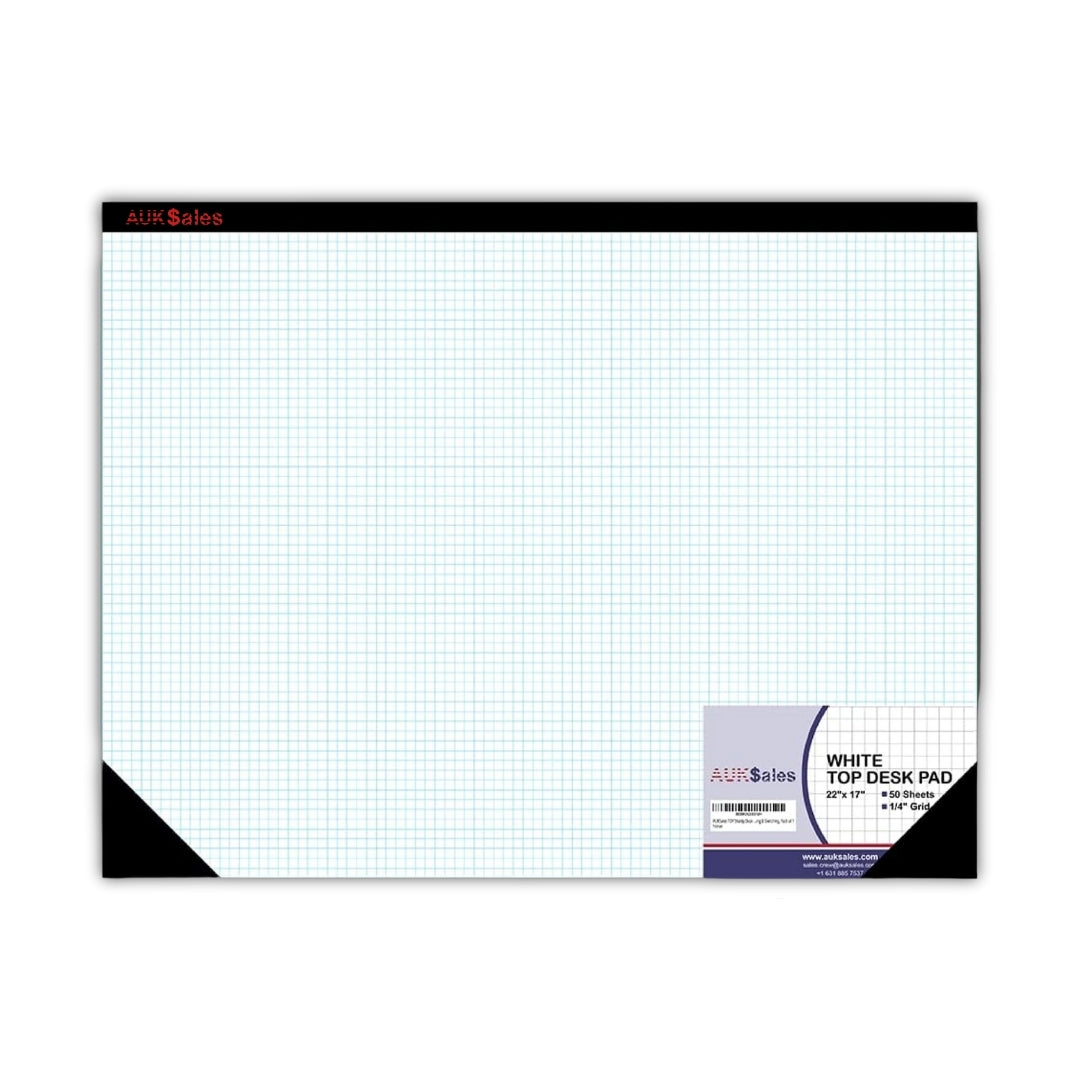 TOP Sturdy Desk Pad, 22" x 17", 1/4" Quad Grid, 50 Sheets, Graph and Writing Pads, (Single Pad)