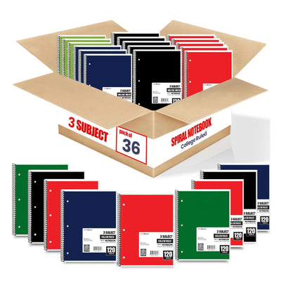 eClips 3 Subject Notebook – 120 Sheets, College Ruled, Case Pack of 36