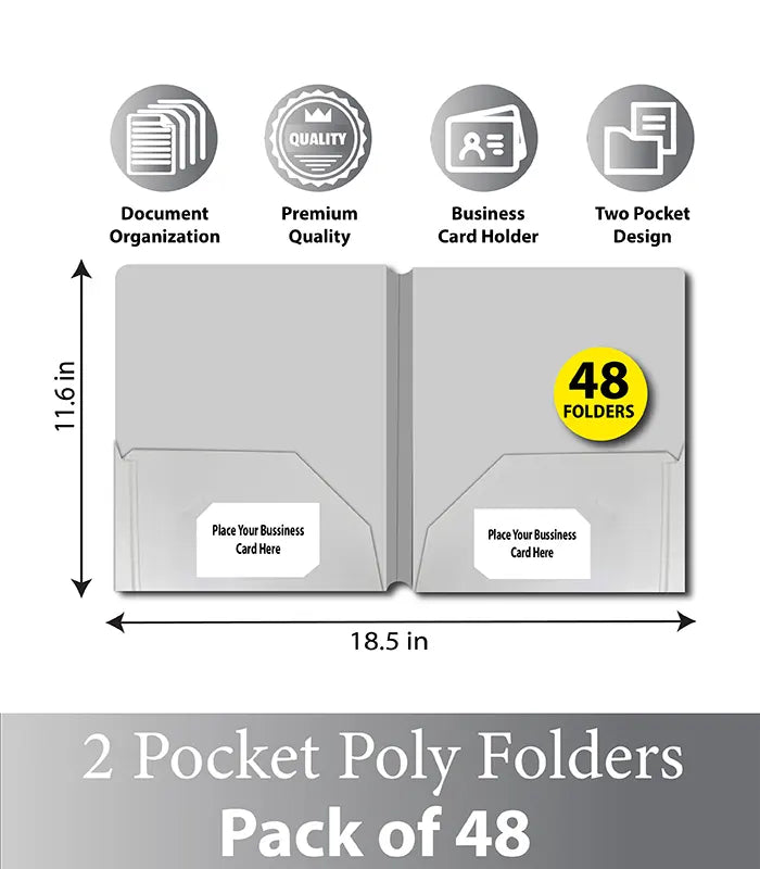 Poly Cover Folders No Holes White – Pack of 48 | Journal Office Supplies