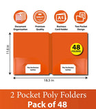 Poly Cover Folders No Holes Orange – Pack of 48 | Journal Office Supplies, Ideal for Bulk Buyers