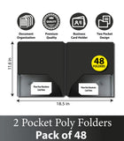 2 Pocket Poly Folder, no Holes, matt/Shinny, Black, in Display, Case Pack of 48,