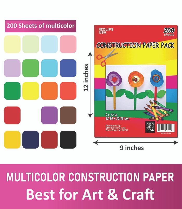 Multicolor Construction Pads 9" x 12" – 200 Sheets Pack of 36 | Art & Craft, Ideal for Bulk Buyers