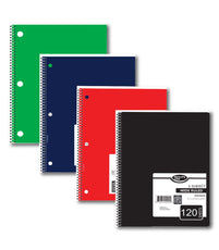 3 Subject Notebook, 120 Sheets, Wide Ruled, Case Pack of 36, Ideal for Bulk Buyers