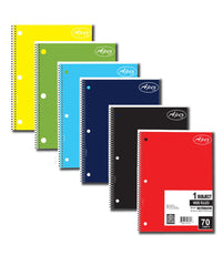 APEX 1 Subject Notebook, 70 Sheets, Assorted Colors, Wide Ruled, Case Pack of 36 , Ideal for Bulk Buyers, Retailers and Wholesalers