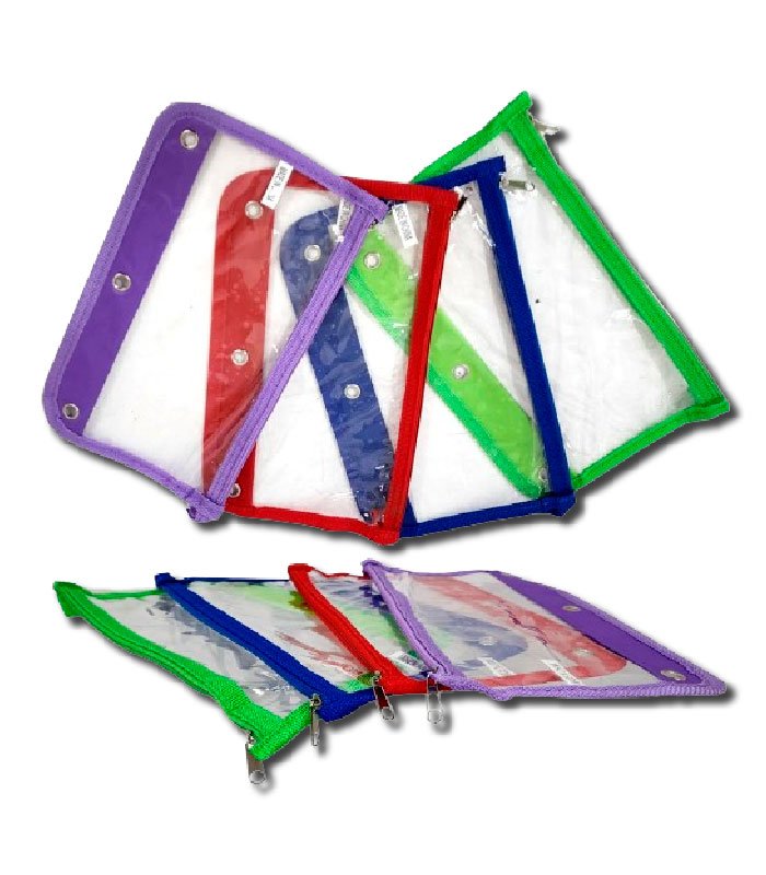 Clear Poly Pencil Pouch, 9.5'' x 4.75'', Assorted – Pack of 60, Journal Office Supplies, Ideal for Bulk Buyers