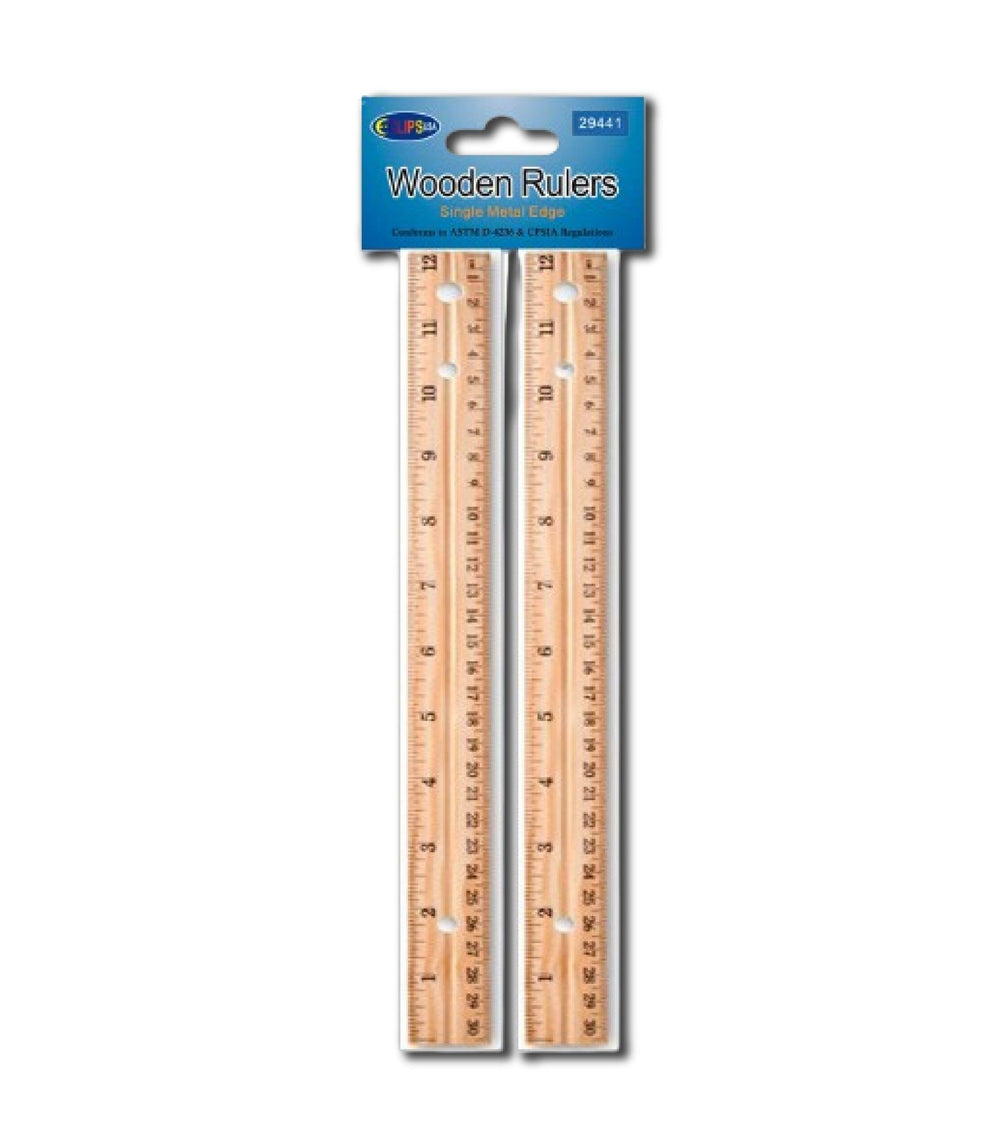 Wooden Ruler Set – 12" (2-Pack) – Case of 48