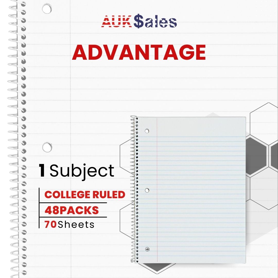 Apex 1 Subject Notebook – 70 Sheets, College Ruled, Case Pack of 48