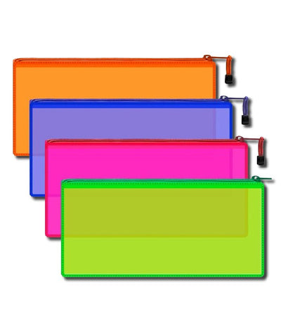 Poly Zipper Pouch, 9.5'' x 4.75'', Assorted – Pack of 96, Journal Office Supplies, Ideal for Bulk Buyers