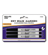 Dry Erase Markers, Low Odor, Fine tip Pen Style , Black Ink , 3 pk , Case Pack of 36, Ideal for Bulk Buyer