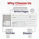Money Receipt Book, Carbonless, 3"x 8", 25 Sets, 50 Sheets,Case Pack of 72, Ideal for Bulk Buyers
