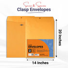Kraft Clasp Envelopes - 14 X 20 Inches, 2-count, Journal Office Supplies, Ideal for Bulk Buyers