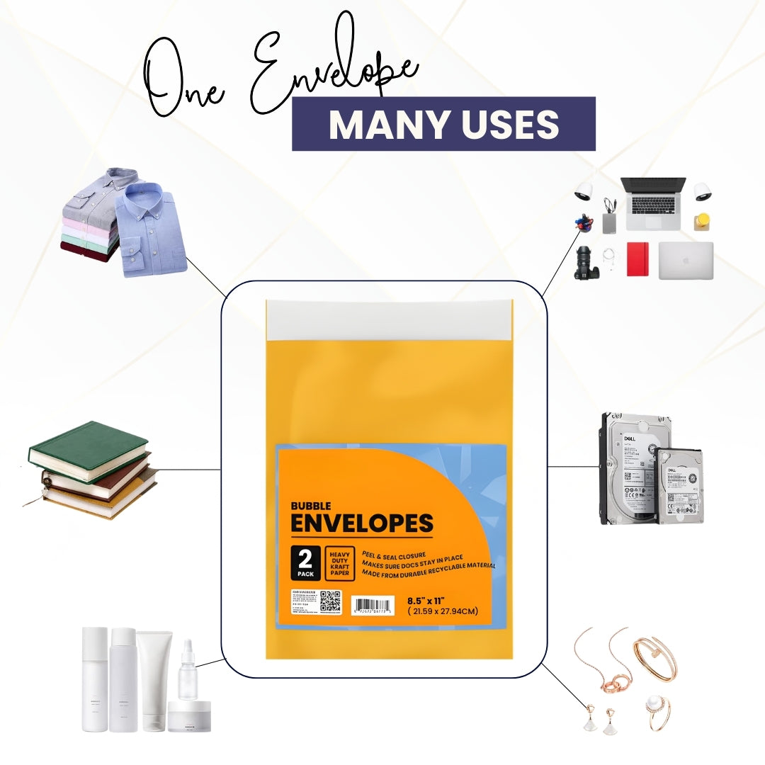 Bubble Envelopes 8.5" x 11" – 2-Count, Pack of 48 | Journal Office Supplies, Ideal for Bulk Buyers