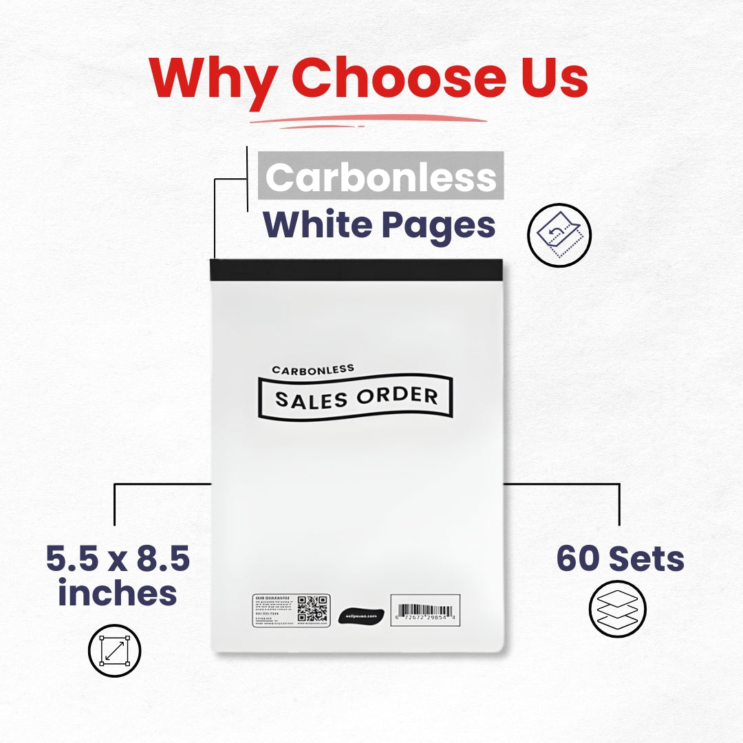 Sales Order Book, Carbonless, 5.5 X 8.5, 30 Sets, 60 Sheets, Case Pack of 60,