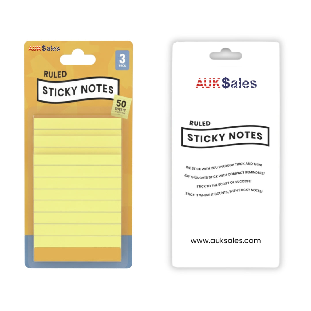 Sticky Notes 3x3, 50 Sheets per Pad, 1 Blister Card Contain 3 Inner Pads, 48 Blister Packs of Small Sticky Notes, Iconic Lined Paper Note Pads Bulk, School & Office Supplies