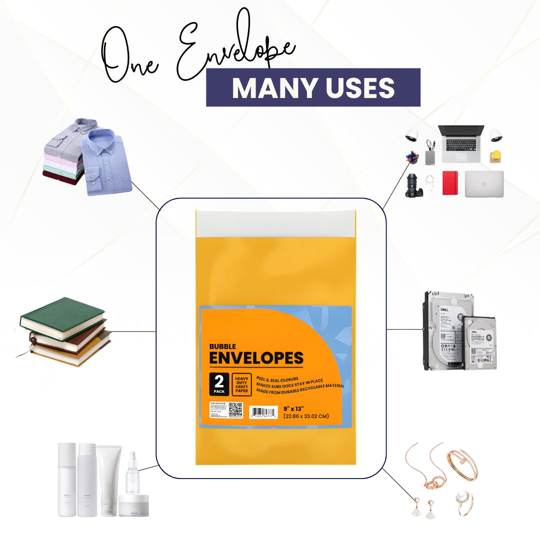 Bubble Envelopes 9" X 13", 2-count, Pack of 48 | Journal Office Supplies, Ideal for Bulk Buyers
