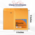 Kraft Clasp Envelopes - 6 X 9 Inches, 5-count, Journal Office Supplies, Ideal for Bulk Buyers