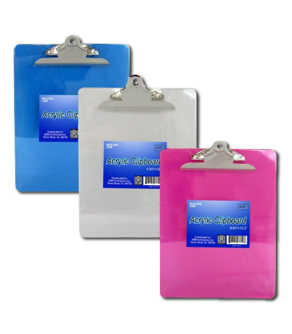 Acrylic Clipboards – 8.85" x 12.2" (Case of 36) , Ideal for Bulk Buyers