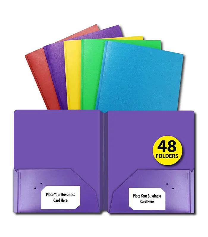 Poly Cover Folders No Holes Purple – Pack of 48 | Journal Office Supplies, Ideal for Bulk Buyers