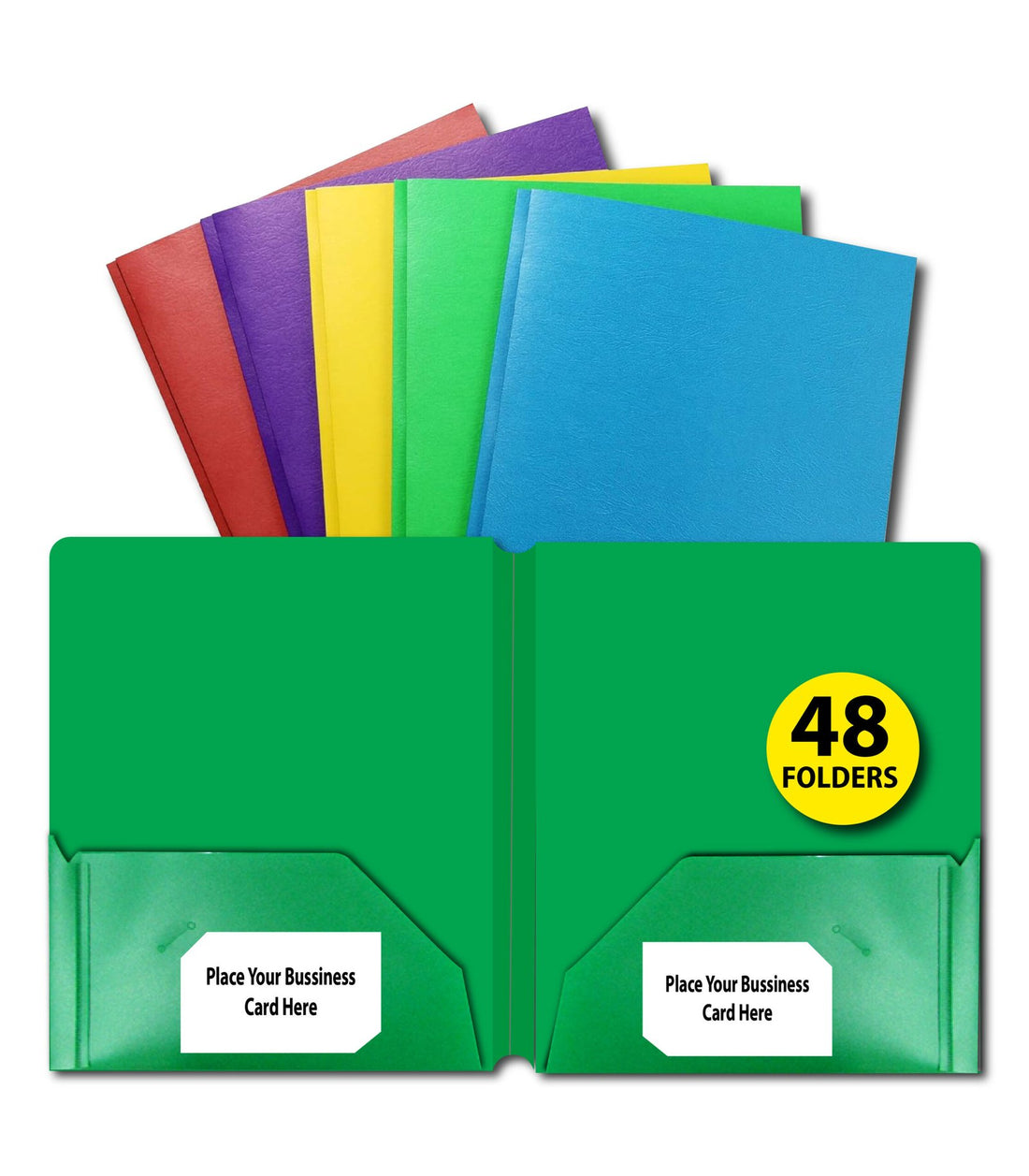 2 Pocket Poly Folder, no Holes, matt/Shinny, Green, in Display, Case Pack of 48