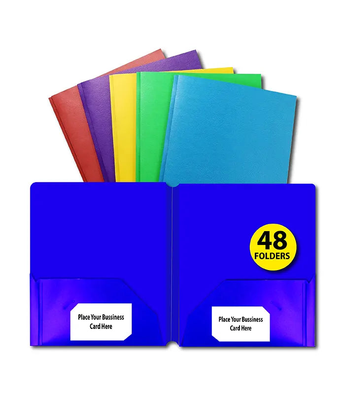 Poly Cover Folders No Holes Navy – Pack of 48 | Journal Office Supplies, Case Pack of 48