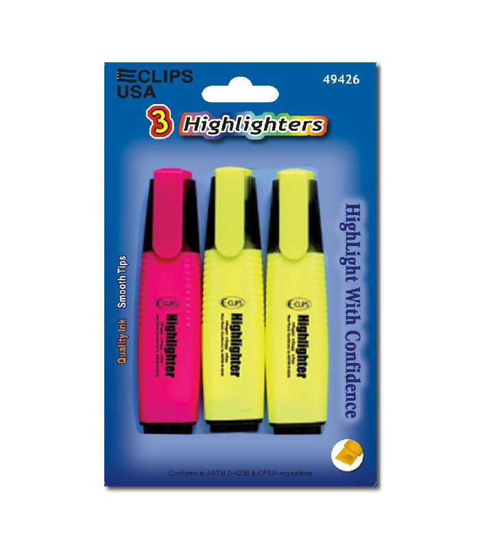 Jumbo Highlighter 3 Pk – Assorted Colors | Chisel Tip | Colors & Coloring | Journal & School Supplies, Case Pack of 48, Ideal for Bulk Buyers