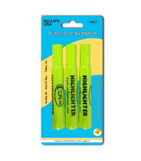 Highlighter Chisel Tips, 3pk, Yellow, Case Pack of 36