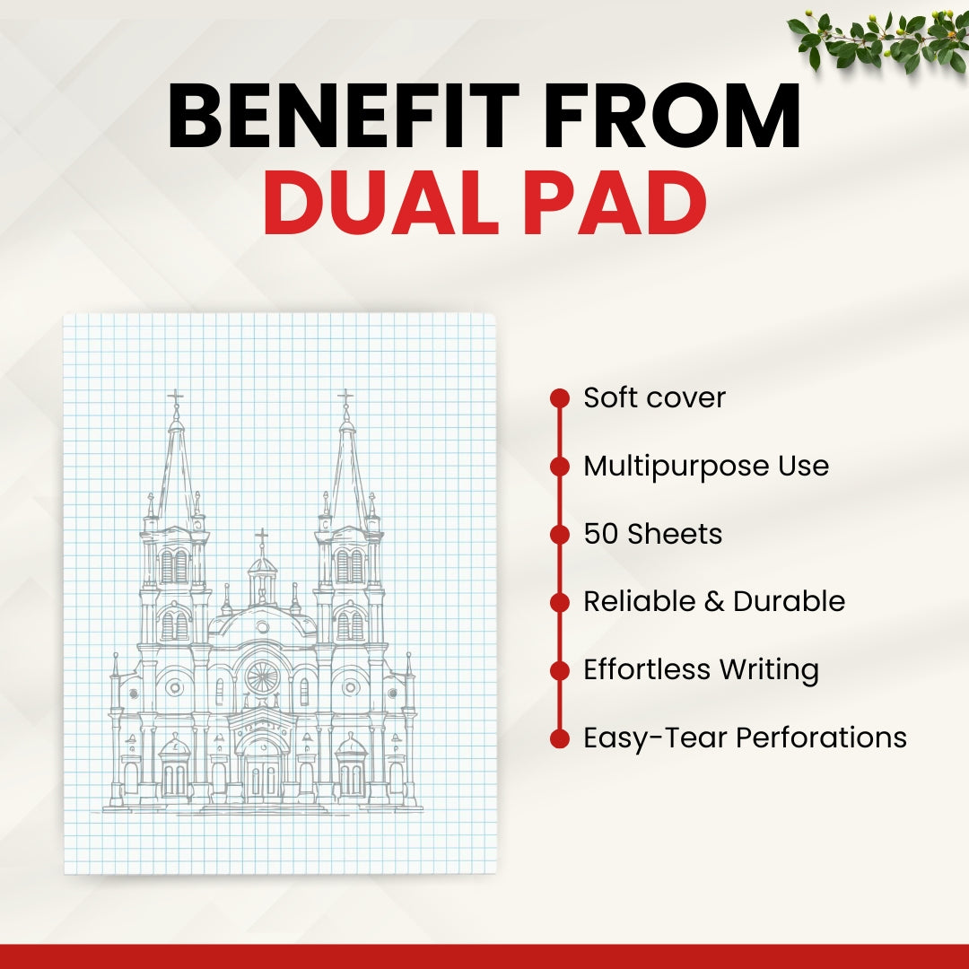 Graph Paper Pad Multisize pack of 3, ( 8.5" x 11")