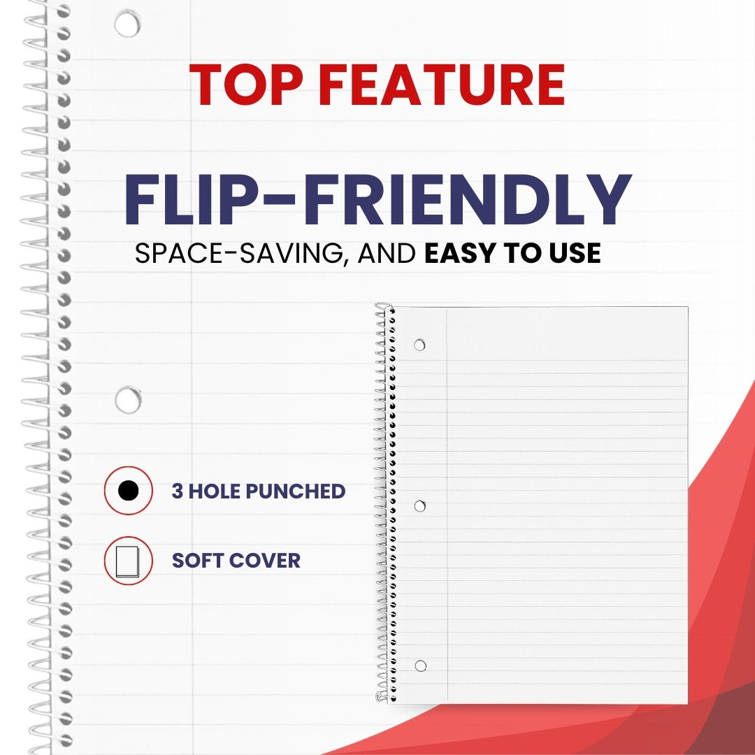 eClips 5 Subject Notebook – 150 Sheets, College Ruled, Case Pack of 24