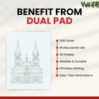 Graph Paper Legal Pads 8.5” x 11”, 50 Sheets, 48 Packs – Quad Ruled Dual Pad, ¼ Inch Grid Paper Pad – Ideal Graph Paper Notepad 8.5 x 11 for School, College, Office, Drafting Paper, Writing, Memo Pad
