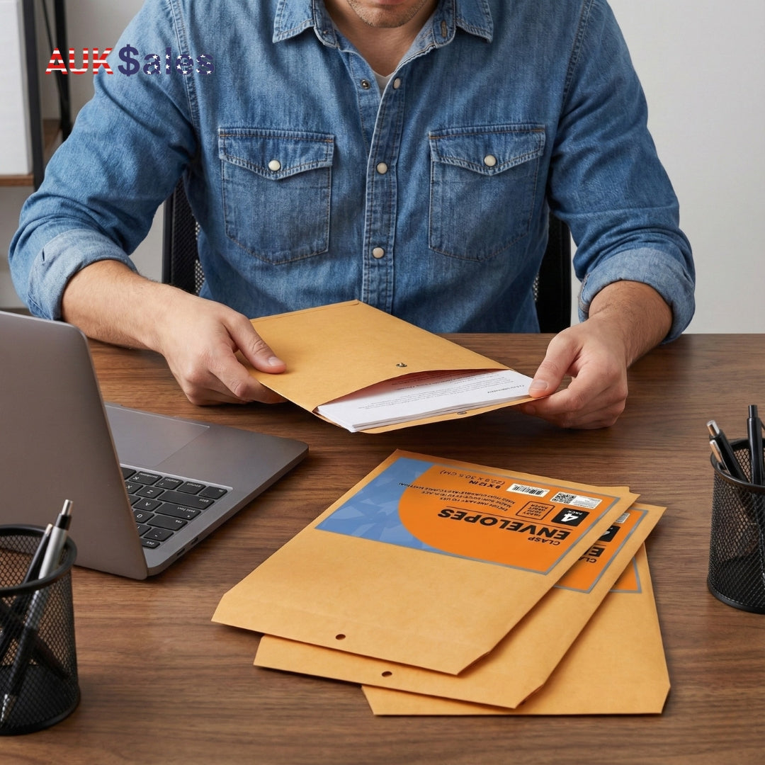 Clasp Envelopes 9'' x 12'', 4-Pack – Case of 48, Journal Office Supplies, Ideal for Bulk Buyers