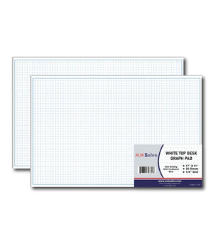 Medium Desk Pad, 17'' x 11'', Graph Ruled, Graph and Writing Pads, (Pack of 2 Pads)