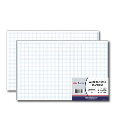 Medium Desk Pad, 17'' x 11'', Graph Ruled, Graph and Writing Pads, (Pack of 2 Pads)
