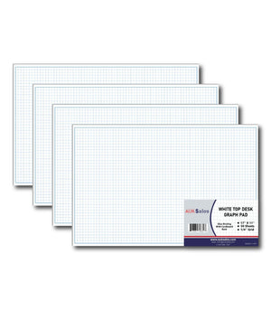 Medium Desk Pad, 17'' x 11'', Graph Ruled – 4 Pack, Graph and Writing Pads