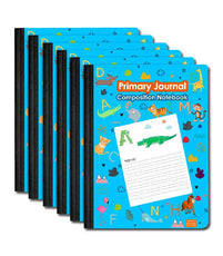 Primary Journal Blue Animals, Composition Notebook, 650gsm Cover, Wide Ruled, Pack of 48