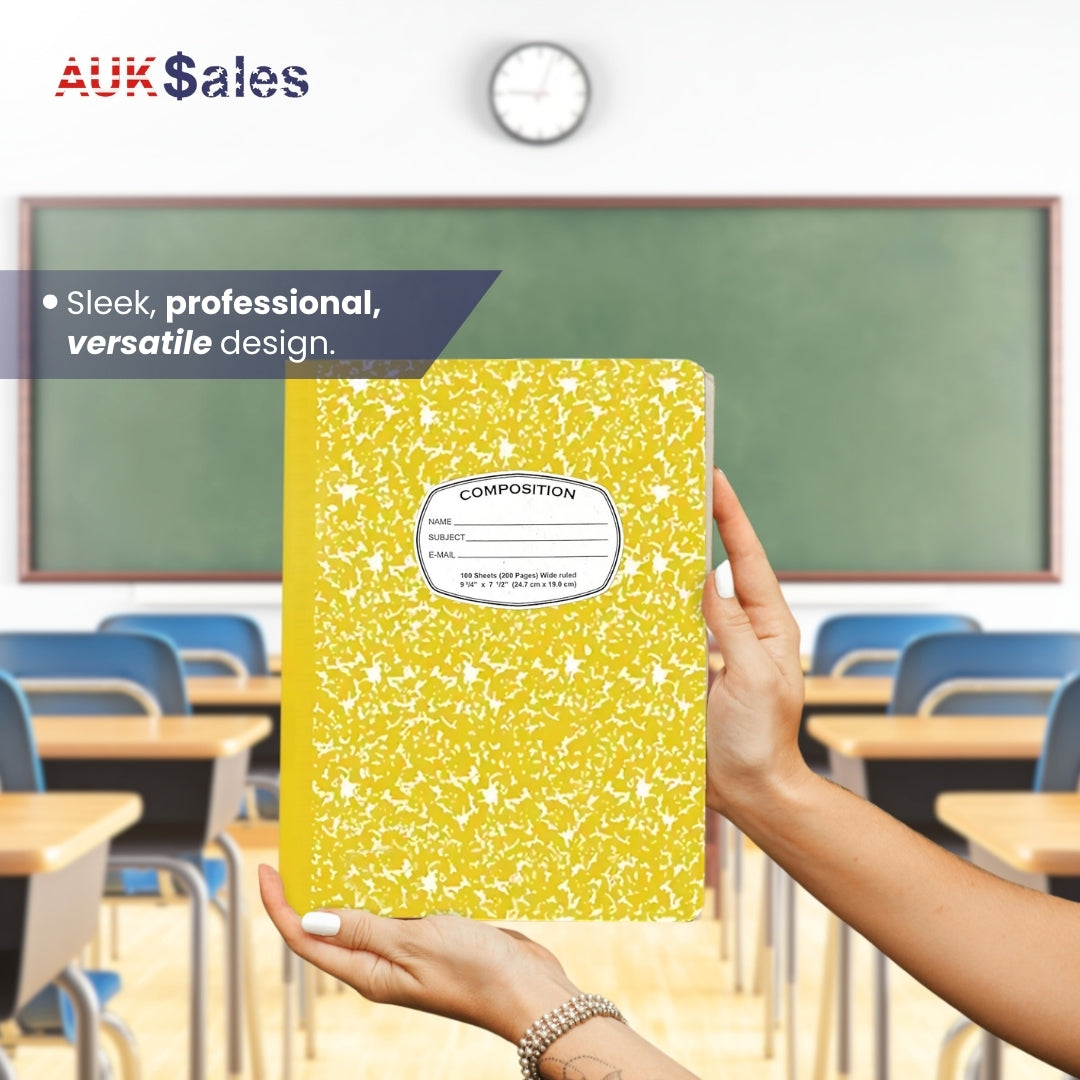 Marble Composition Notebook – 100 Sheets, Wide Ruled, Yellow Cover, Case Pack of 48
