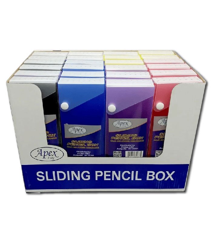 Sliding Pencil Box, 8'' x 3'' x 1'', Assorted – Pack of 48, Journal Office Supplies, Ideal for Bulk Buyers